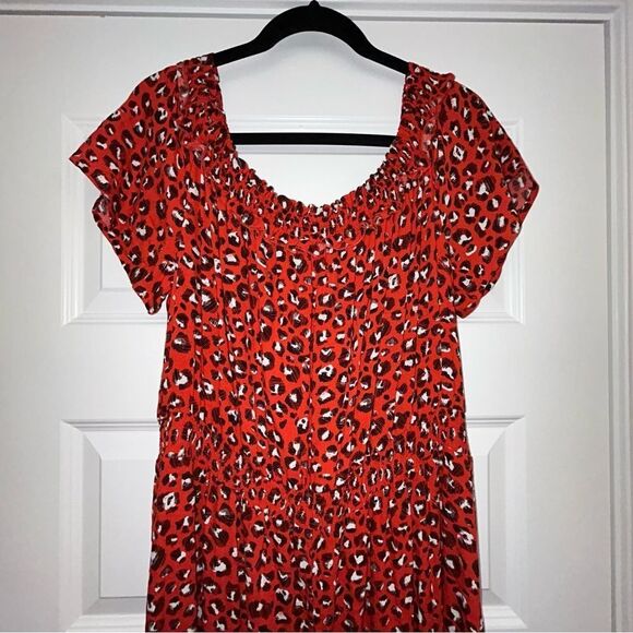 A New Day Animal Print Smocked Short Sleeve Midi Dress - Picture 10 of 11